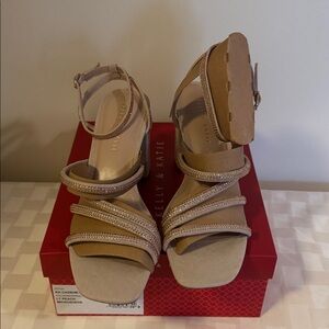 Brand new ladies heeled ankle strap sandals